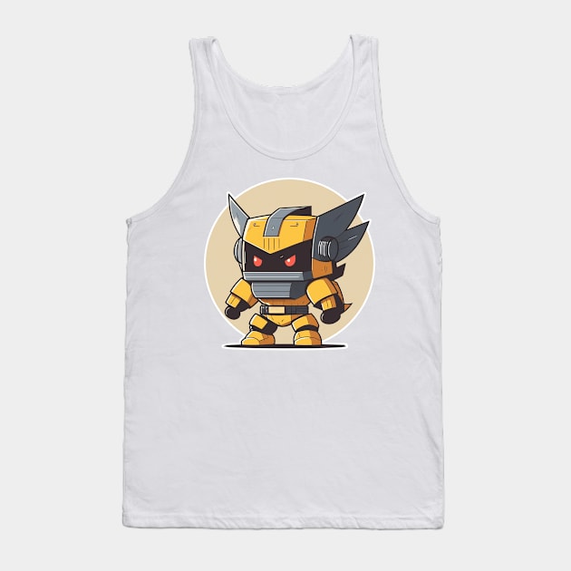 Colourful Japanese ninja warrior mech robot modern kawaii style illustration Tank Top by Quixar